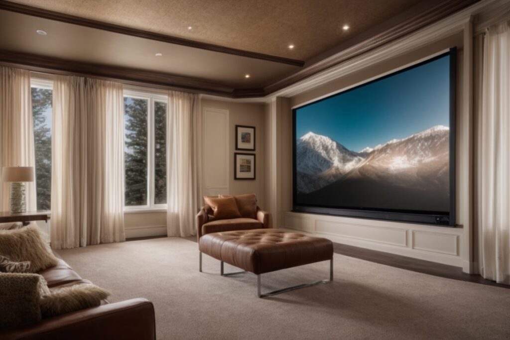 Home cinema room in Salt Lake City with insulating window film