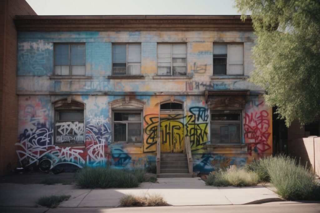 Salt Lake City building with graffiti and anti-graffiti film applied