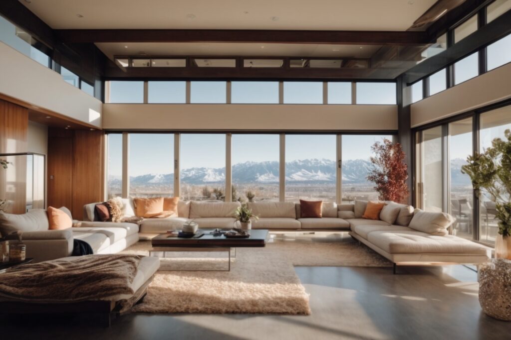 Salt Lake City home interior with heat control window film installed
