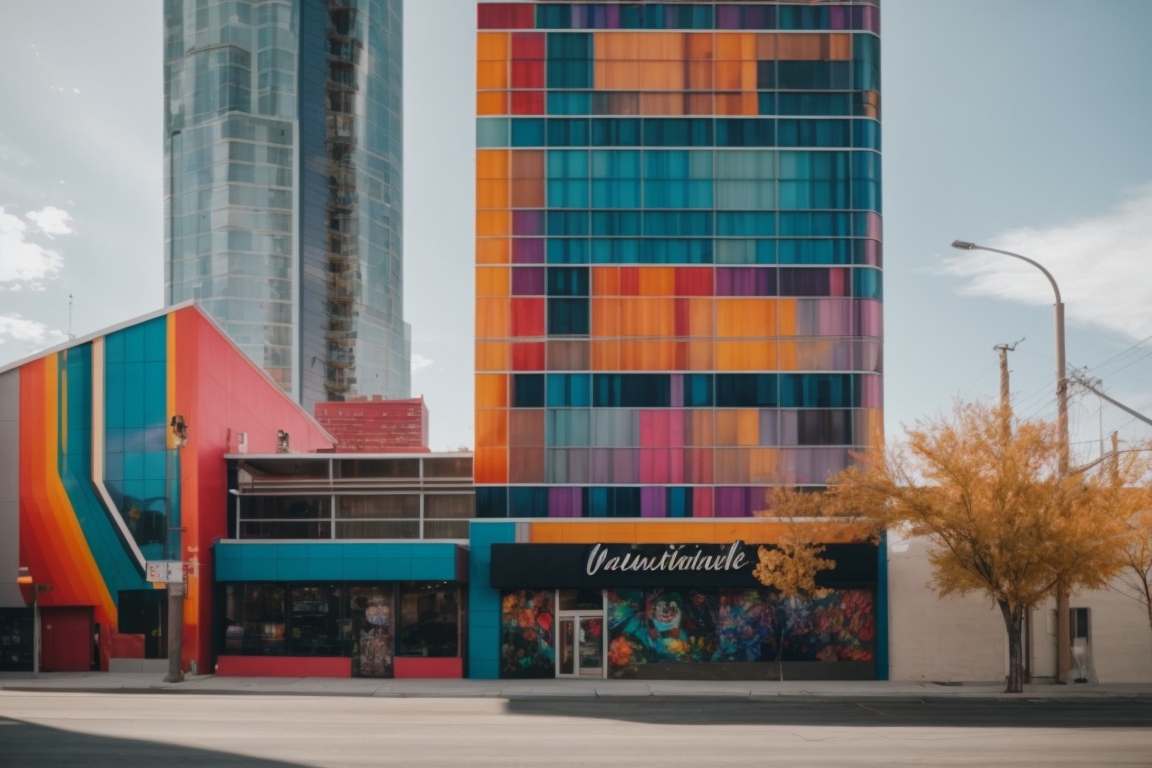 colorful vinyl wrapped building in Salt Lake City with vibrant artwork