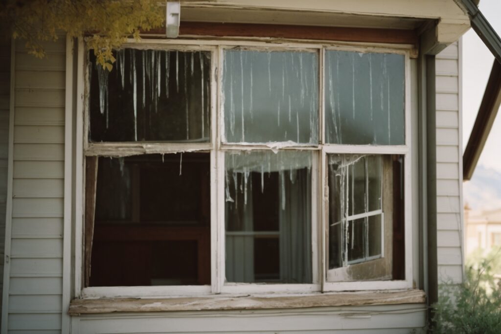 Salt Lake City home with broken windows and safety film