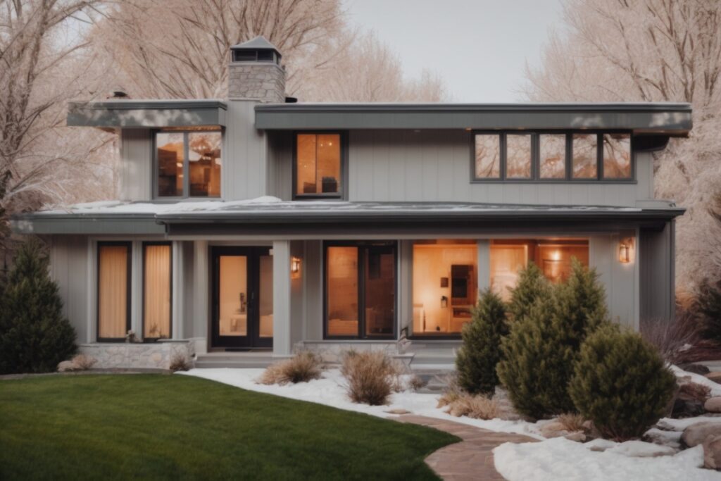 Salt Lake City home with frosted window tinting for privacy