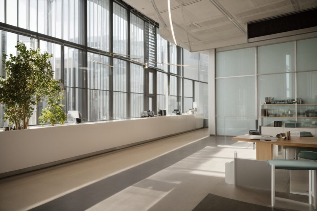Salt Lake City office interior with natural light through commercial window film