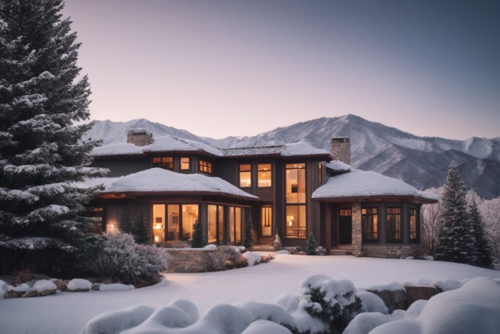 Salt Lake City home with energy-saving window film, snowy exterior
