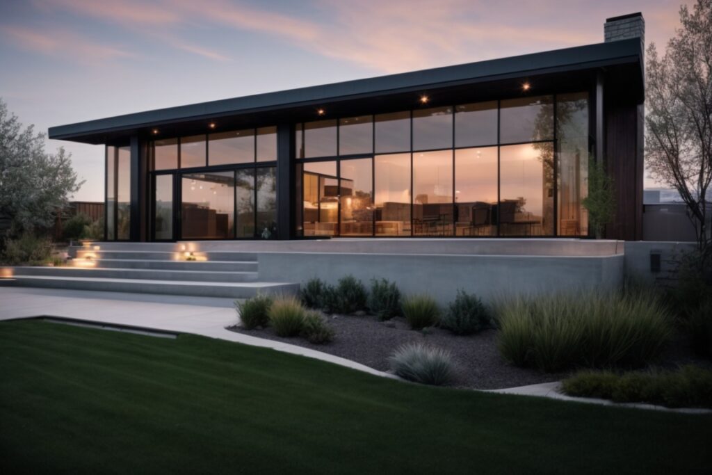 Energy-saving window films on a modern Salt Lake City home