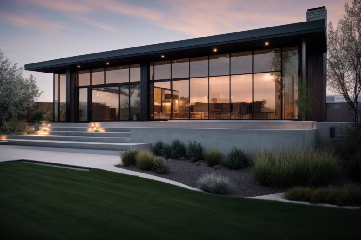 Energy-saving window films on a modern Salt Lake City home