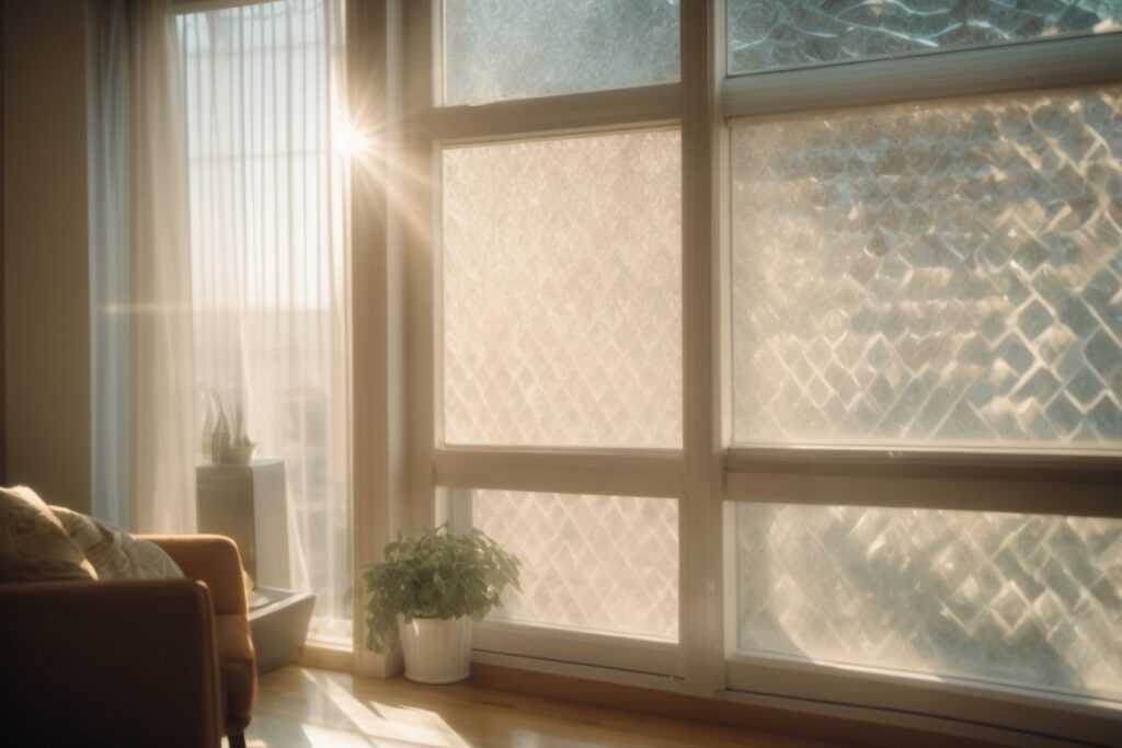 interior room with sunlight filtered through decorative window film in Salt Lake City