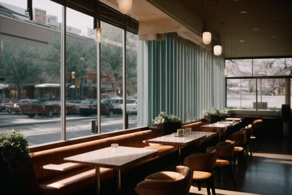 Salt Lake City cafe interior with opaque privacy window film