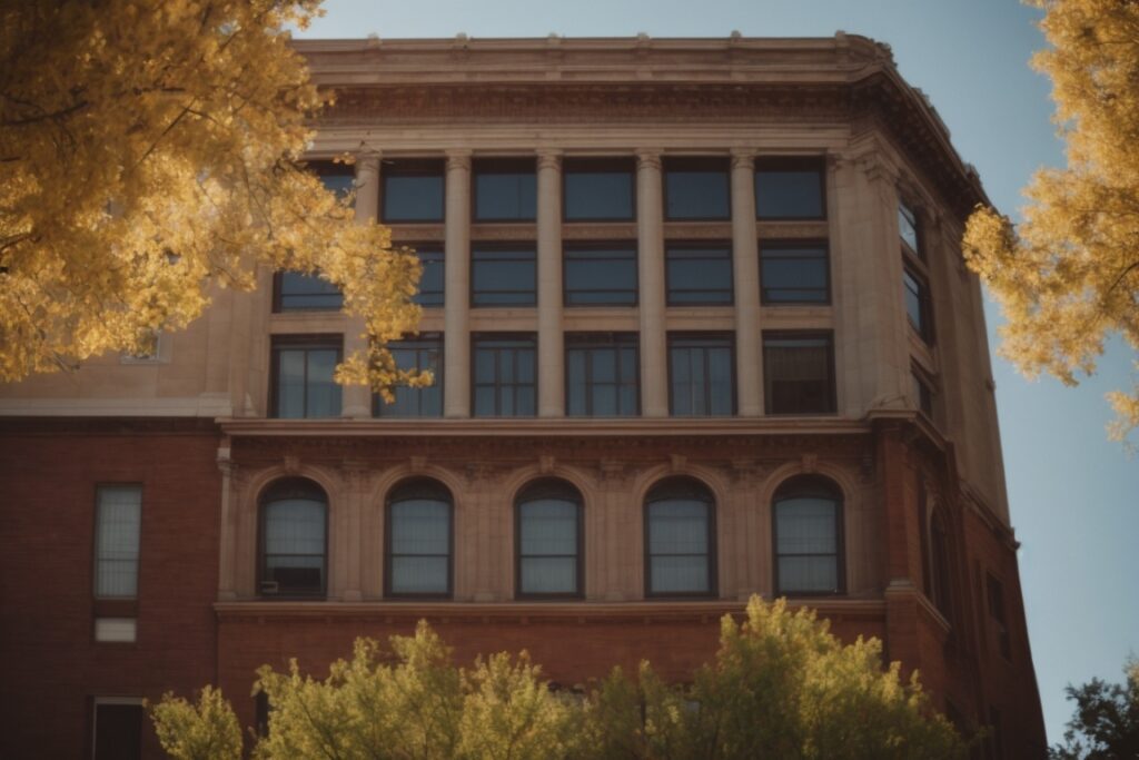 historic Salt Lake City building with energy-efficient window film